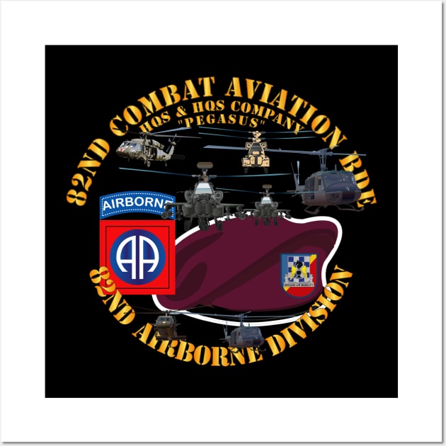 82nd Combat Avn Bde - Beret w Flash w Helicopters Wall Art by twix123844